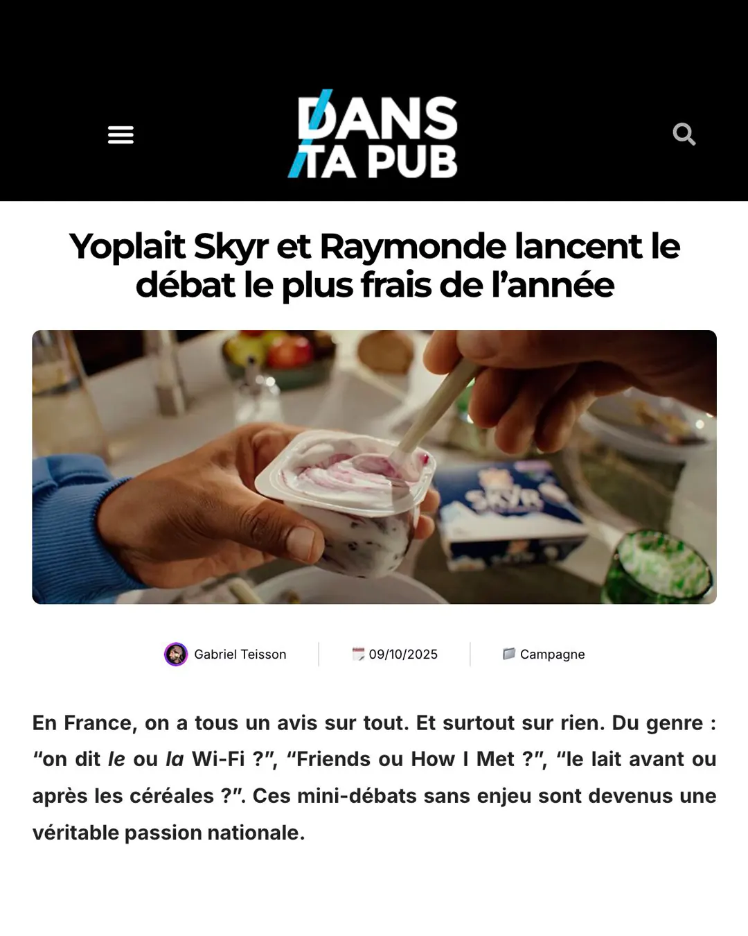 agence raymonde projet Yoplait Skyr